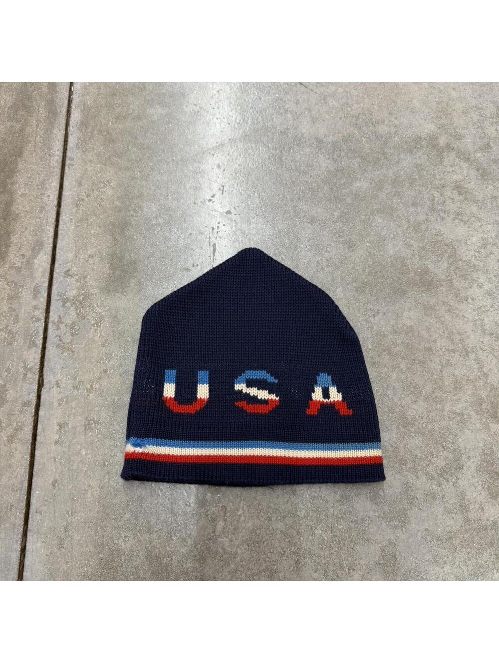 vintage united states of america made in usa navy knit hat